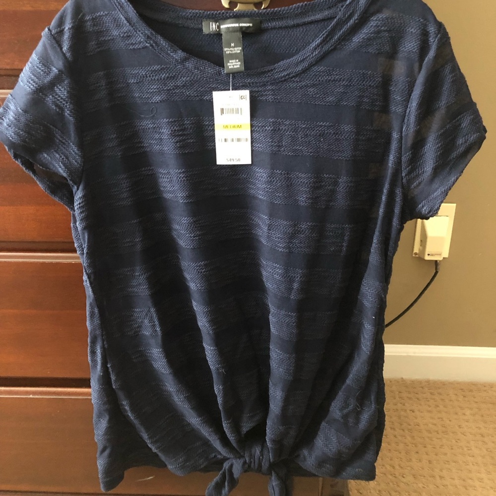 INC navy shirt sleeve